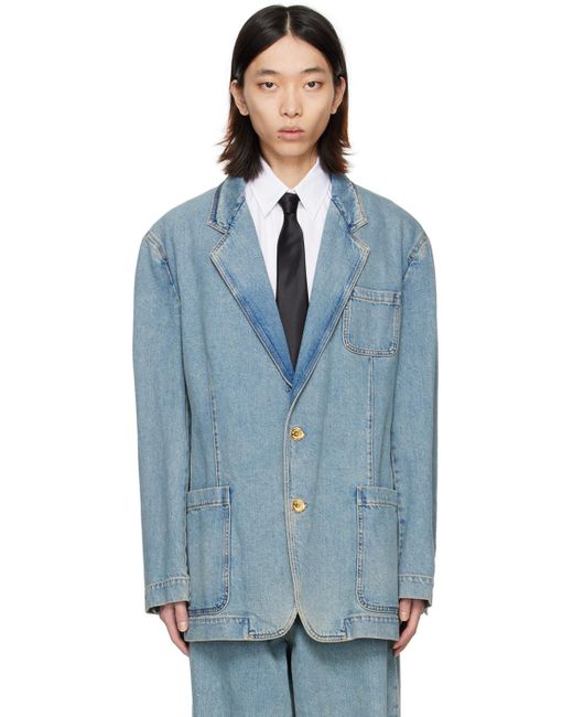 Moschino Blue Faded Denim Jacket for men