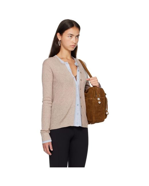Acne Brown Layered Silk-Wool Cardigan
