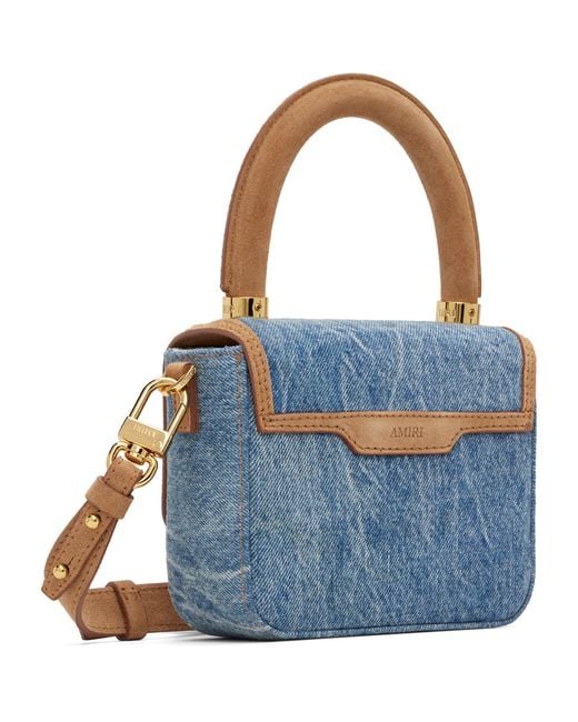 Amiri Blue Denim Suede Micro Ma Bag