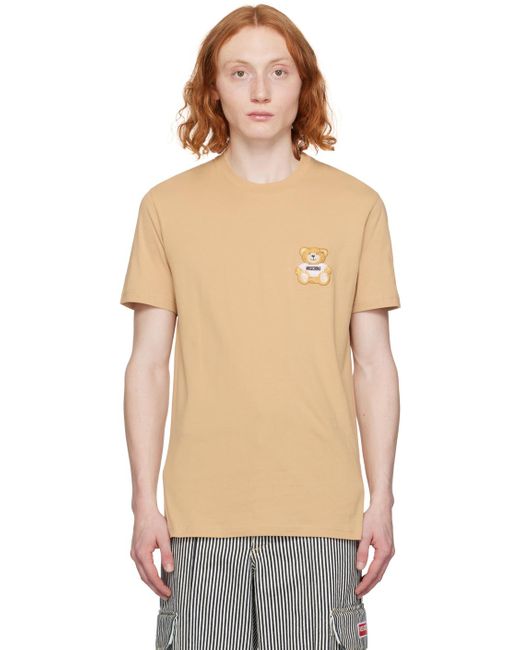 Moschino Multicolor Beige Teddy Patch T-shirt for men