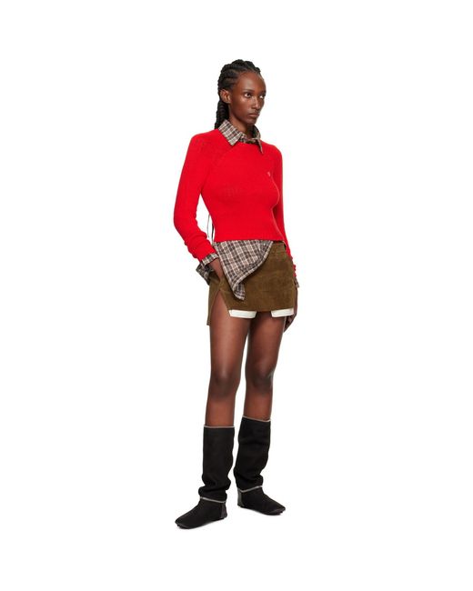 Acne Red Cropped Crewneck Sweater