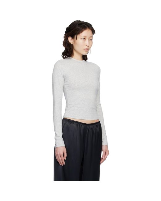 Skims White Cotton Jersey Long Sleeve T-Shirt