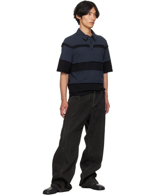 Eckhaus Latta Blue Striated Polo for men