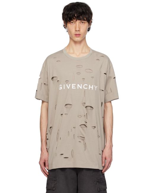 Givenchy Multicolor Taupe Destroyed T-shirt for men