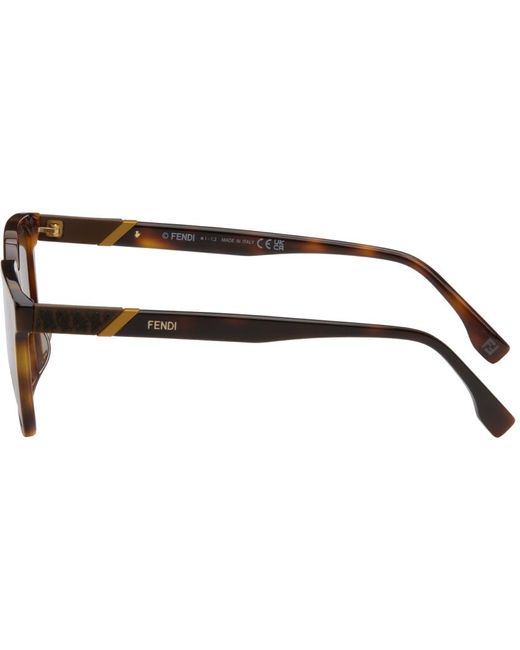 Fendi Black Tortoiseshell Diagonal Sunglasses for men