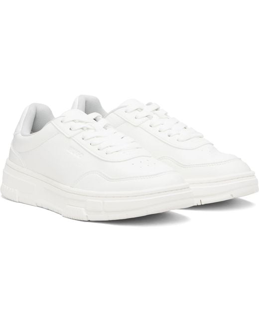 HUGO Black Faux-Leather Zigzag Detailing Sneakers for men