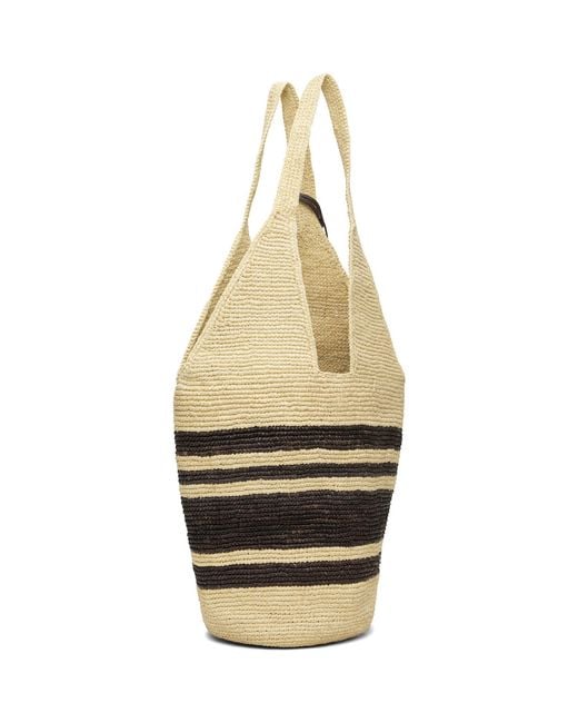 Anine Bing Black Off- & Leah Stripes Raffia Bag