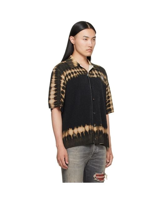 Amiri Black Khaki Ma Patch Tie Dye Knit Shirt for men
