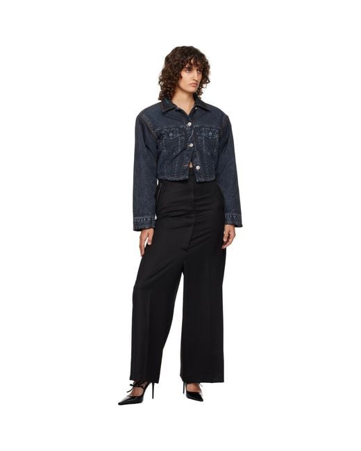Pushbutton Black Side Folded Wide Trousers