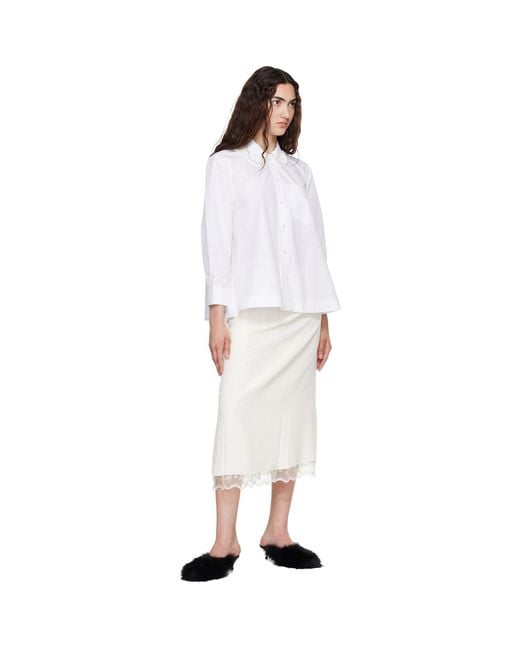 Simone Rocha White Embellished Cropped Petal Collar Shirt