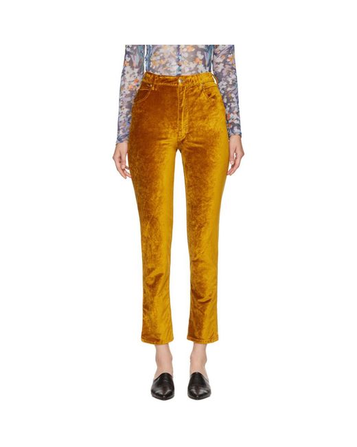 Eckhaus Latta Gold Velvet Trousers in 