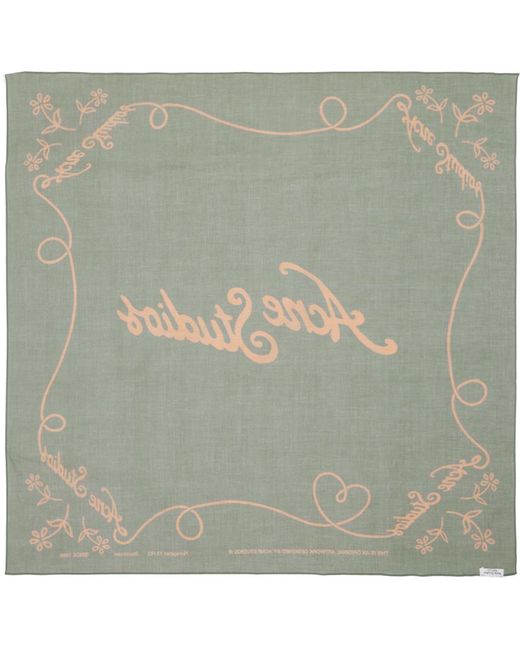 Acne Green Printed Scarf for men
