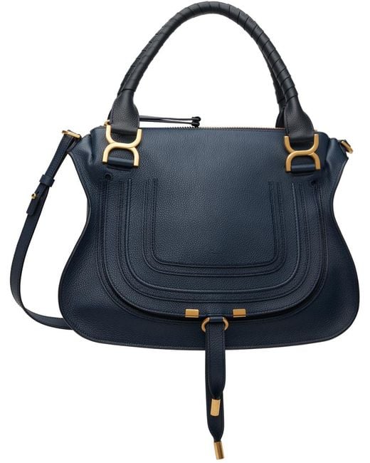 Chloé Blue + Net Sustain Marcie Medium Leather-trimmed Suede Shoulder Bag