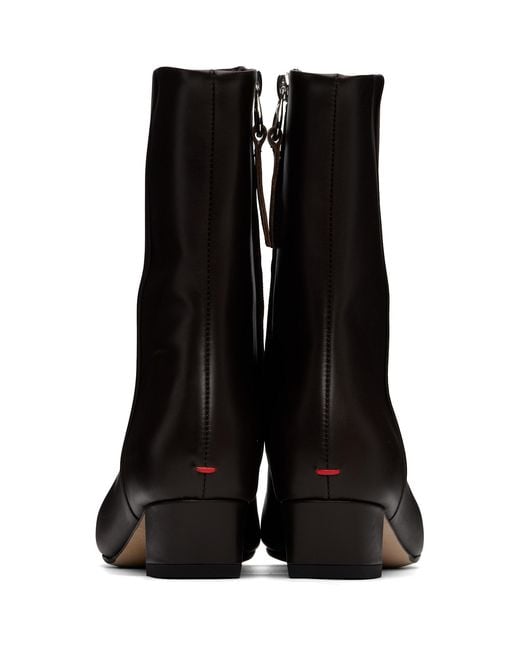 Aeyde Black Yasmin Leather Ankle Boots