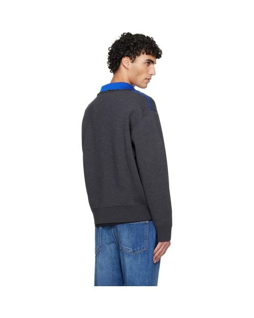 Givenchy Blue Couture Seam Half-Zipped Sweater for men