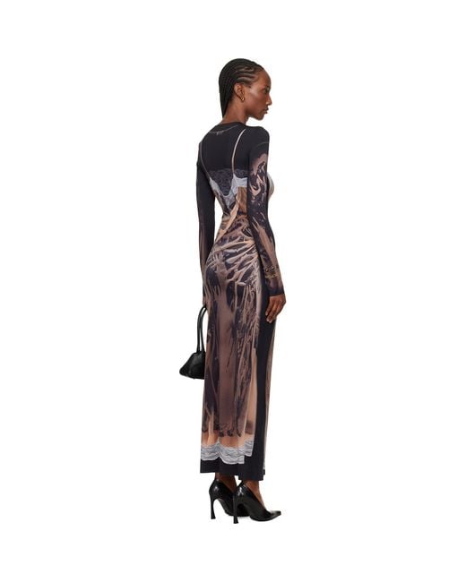 MARINE SERRE Black Ssense Exclusive Wet Nuisette Printed Jersey Ls Maxi Dress