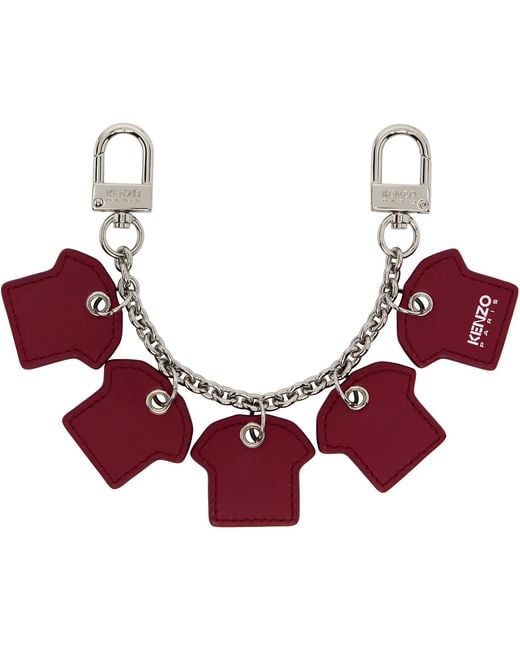 KENZO Red Burgundy Paris Chain Charm Keychain for men