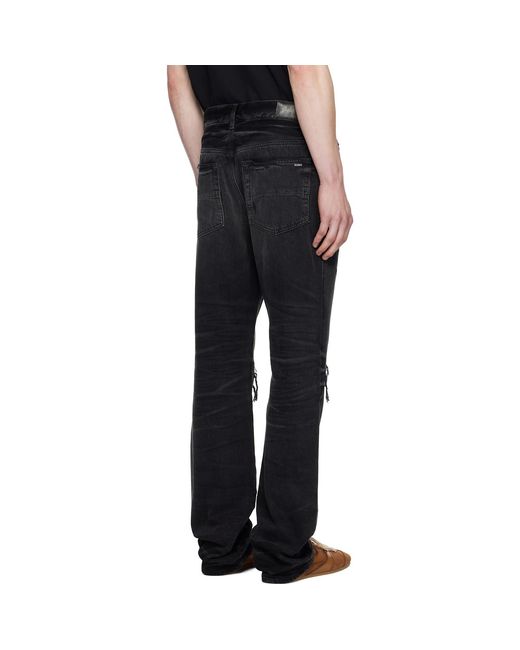 Amiri Black Leather Straight Mx1 Jeans for men
