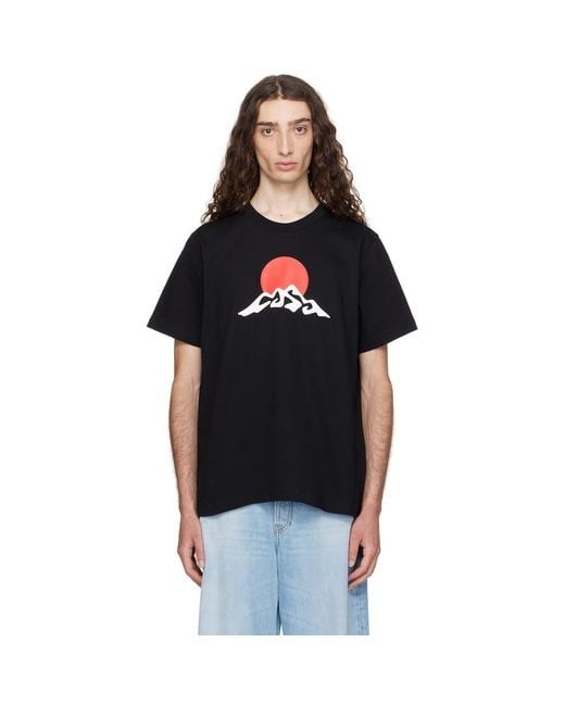 Casablanca Black Montagne Snow Print T-Shirt for men
