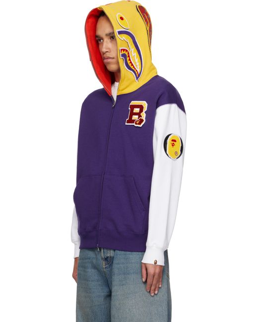 A Bathing Ape Purple Shark Full Zip Hoodie for men