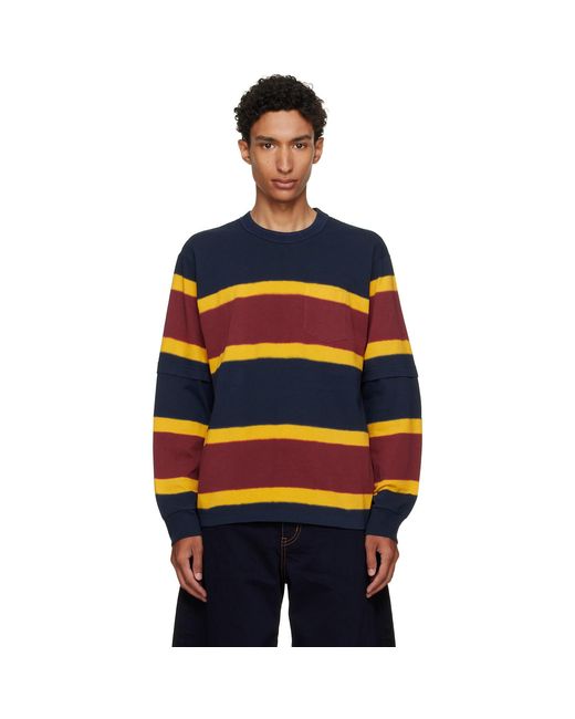 Sacai Black Burgundy Chusen-Dyed Cotton Jersey T-Shirt for men