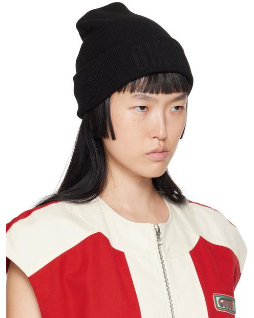 Gucci Black Embroidered Beanie
