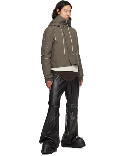 メンズ Rick Owens ブラック Hollywood Bolan レザー カーゴパンツ Black