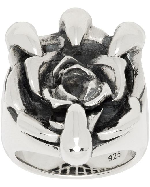 Stolen Girlfriends Club Gray Maxi Rose Claw Ring for men