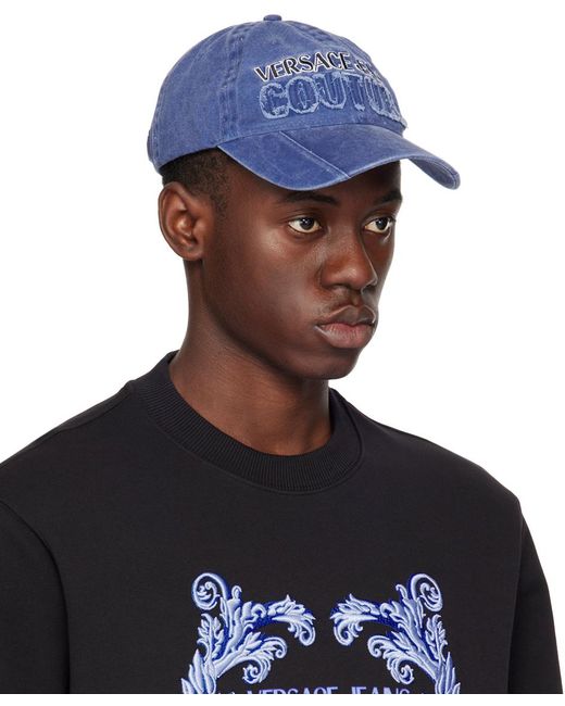 Versace Blue Logo Denim Baseball Cap for men