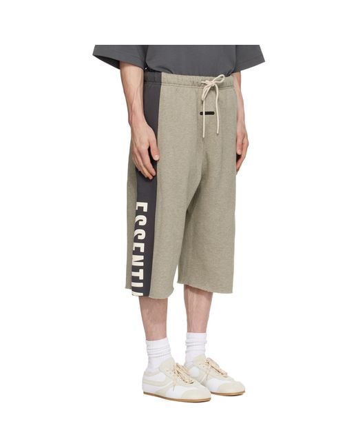 Fear Of God Natural Panelled Raw Cut Off Sweat Shorts for men