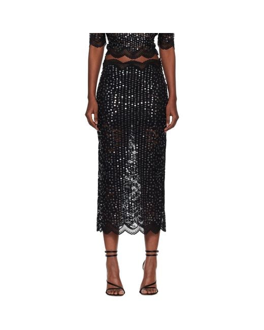 Rabanne Black Sequinned Midi Skirt