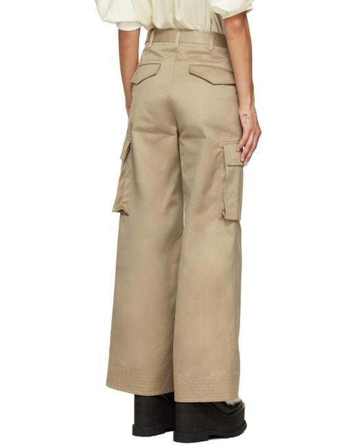 Sacai Natural Beige Belted Trousers