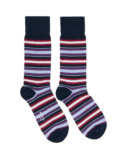 Paul Smith Blue Three-Pack Mixed Stripe Cracker Set Socks for men