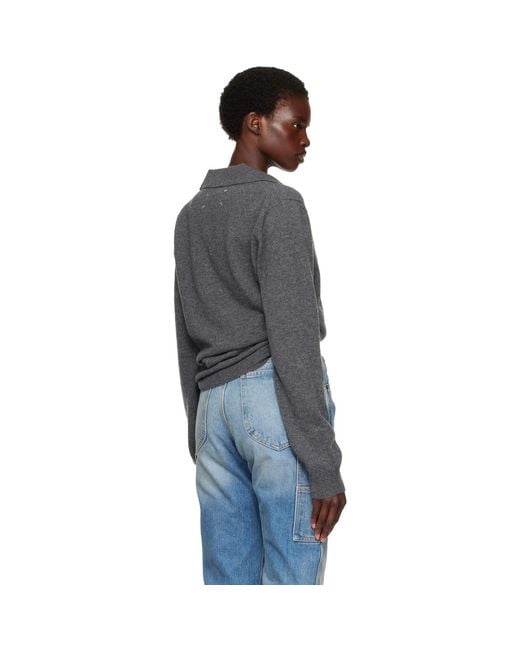Maison Margiela Blue Draped Collar Wool Polo