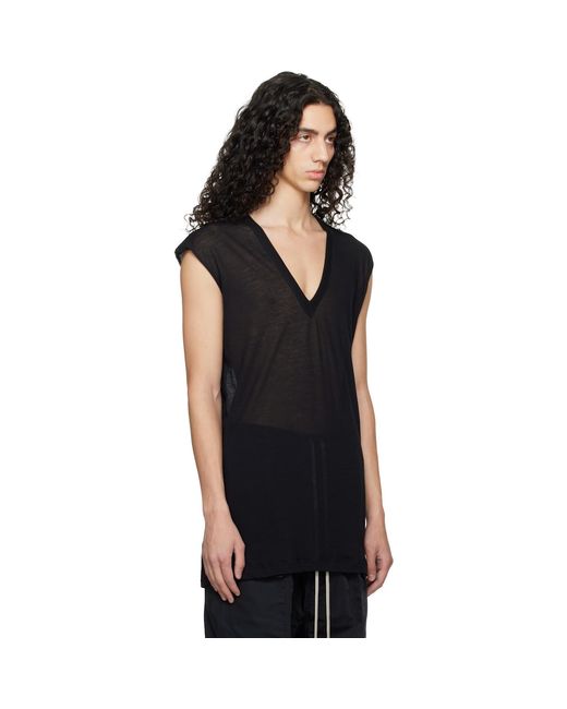 Rick Owens Black Temple Deep V Sl T-Shirt for men