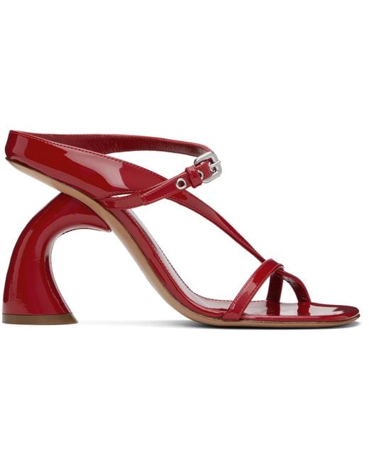 Dries Van Noten Red Strappy Sculptural Heeled Sandals