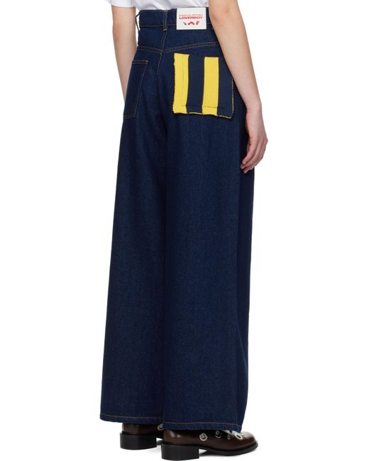 Charles Jeffrey Blue Knit Patch Wide Leg Jeans