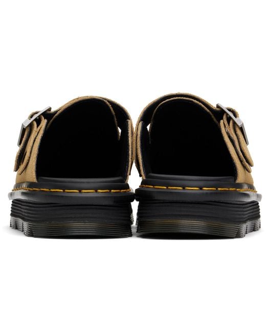Dr. Martens Black Tan Zebzag Suede Platform Slip-On Loafers for men