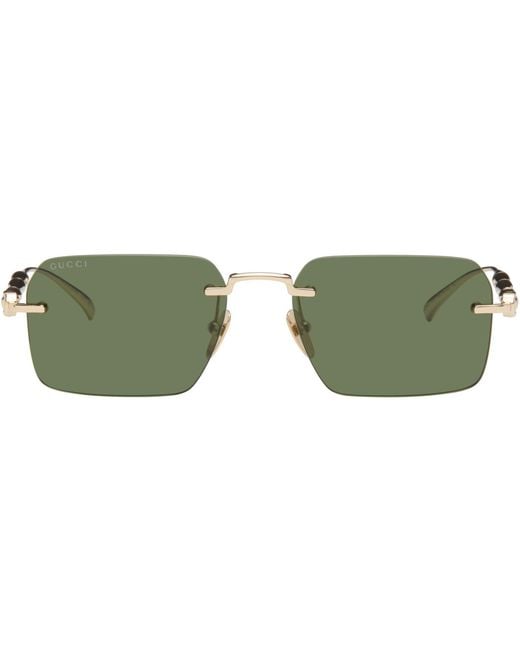 Gucci Green Frameless Rectangular Sunglasses for men
