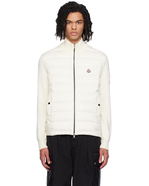 Moncler White Off- Quilted Down Cardigan for men