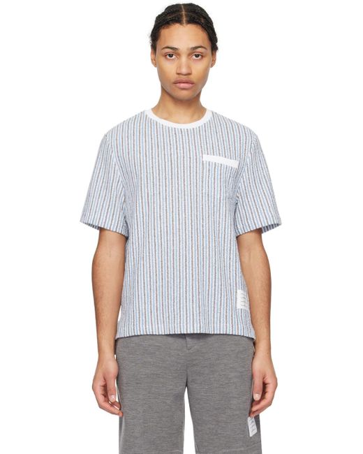 Thom Browne Multicolor Blue & Gray Striped T-shirt for men