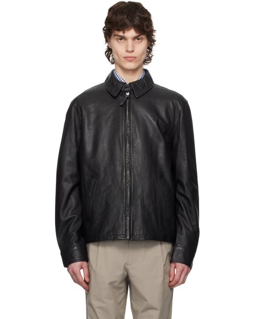 Polo Ralph Lauren Black Zip Leather Jacket for men
