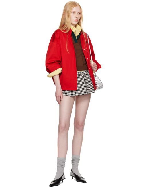 Miu Miu Red Poplin Blouson Jacket