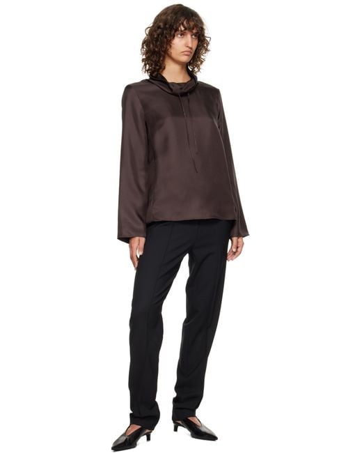 Loulou de Saison Black Cyna Silk Blouse