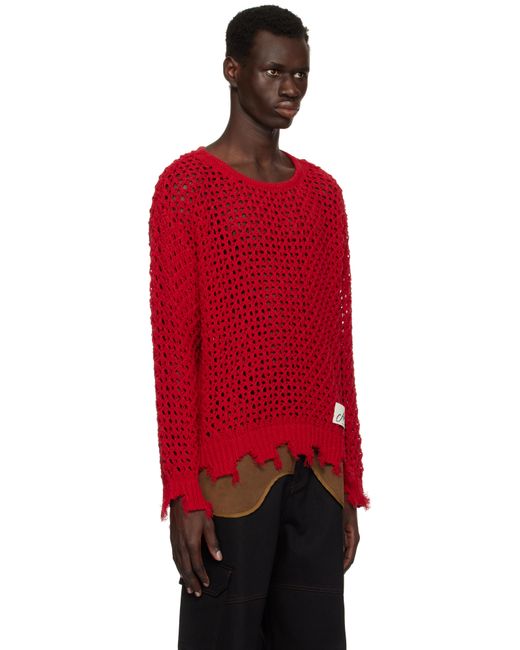メンズ ANDERSSON BELL レッド ダメージ プルオーバー Red