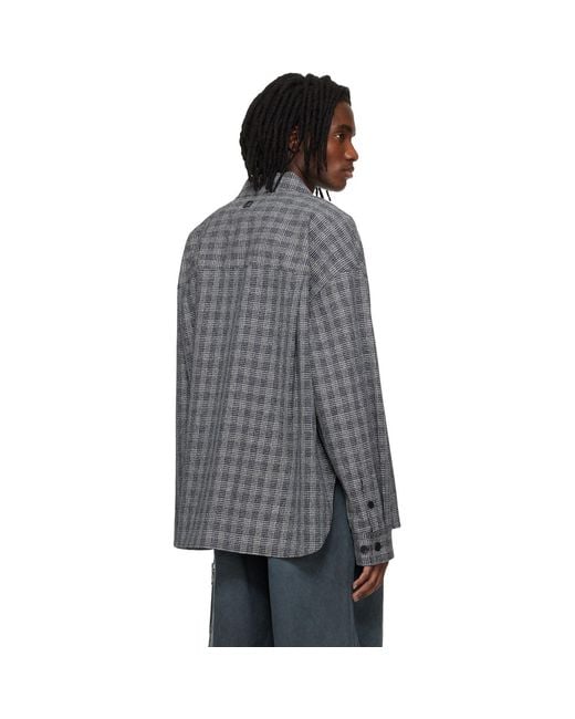 Wooyoungmi Black Wool Silk Check Shirt for men