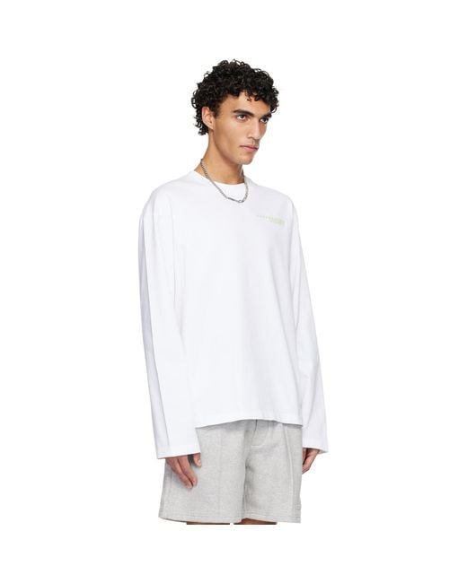 Casablanca White Glitch Orchid Long Sleeve T-Shirt for men