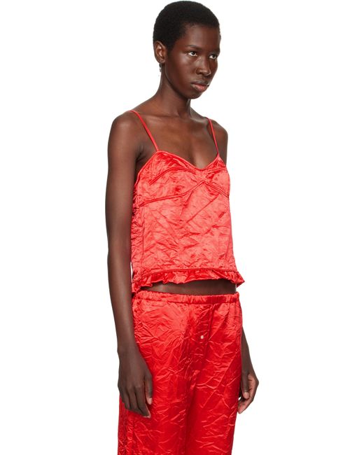 MERYLL ROGGE Red Creased Satin Slip Camisole