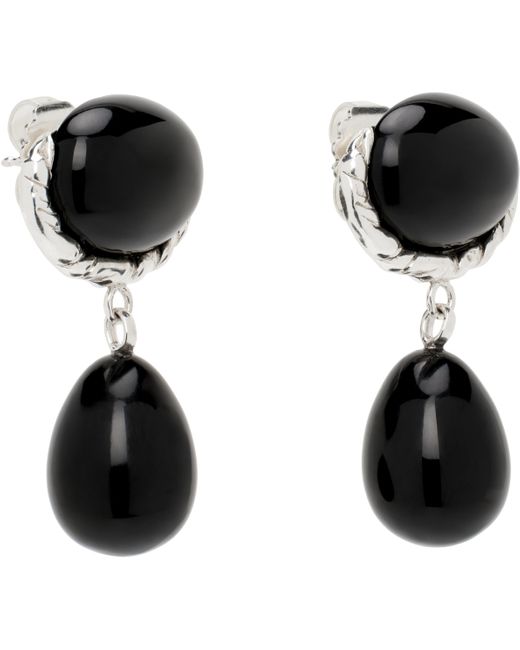 Corali シルバー＆ブラック Embleme オニキス ピアス Black