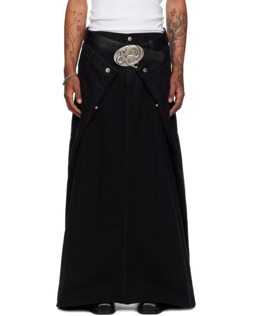 Lu'u Dan Black Maxi Maxi Denim Skirt for men